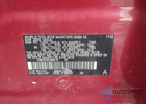 2012 Toyota Rav4 from USA, damaged, VIN 2T3BF4DV2CW265197